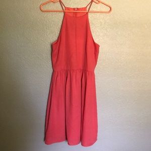 High neck pink dress
